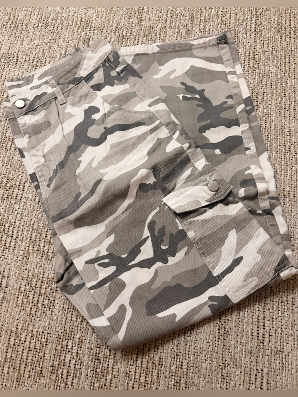 SHEIN Gray & White Camo Cargo Pants
